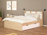 Letto piazza e mezza Jean, 206x150 h97 cm, Rovere e Bianco