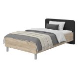 Letto Piazza e Mezza Marrone Rovere Grigio Grigio Dimensione Materasso 120x200 cm, Imbottito - Norcia