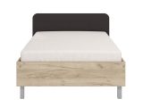 Letto Piazza e Mezza Marrone Rovere Grigio Grigio Dimensione Materasso 120x200 cm, Imbottito - Norcia