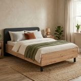 Letto Piazza e Mezza Marrone Rovere Nero Dimensione Materasso 120x200 cm, Imbottito - Norcia