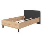 Letto Piazza e Mezza Marrone Rovere Nero Dimensione Materasso 120x200 cm, Imbottito - Norcia