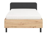 Letto Piazza e Mezza Marrone Rovere Nero Dimensione Materasso 120x200 cm, Imbottito - Norcia