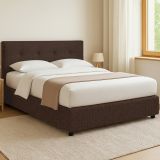 Letto Piazza e Mezza Marrone Sfoderabile Contenitore, Dimensione Materasso 120x190 cm - Dogliola
