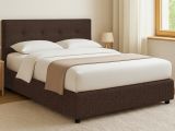Letto Piazza e Mezza Marrone Sfoderabile Contenitore, Dimensione Materasso 120x190 cm - Dogliola