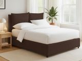 Letto Piazza e Mezza Marrone Sfoderabile Contenitore, Dimensione Materasso 120x190 cm - Erchie