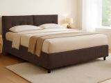 Letto Piazza e Mezza Marrone Sfoderabile Contenitore, Dimensione Materasso 120x190 cm - Forli