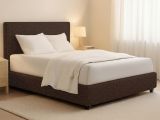 Letto Piazza e Mezza Marrone Sfoderabile Contenitore, Dimensione Materasso 120x190 cm - Medolago
