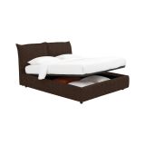 Letto Piazza e Mezza Marrone Sfoderabile Contenitore, Dimensione Materasso 120x190 cm - Rabbi