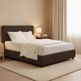 Letto Piazza e Mezza Marrone Sfoderabile Contenitore, Dimensione Materasso 120x200 cm - Codevigo