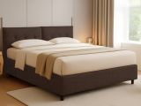 Letto Piazza e Mezza Marrone Sfoderabile Contenitore, Dimensione Materasso 120x200 cm - Concesio