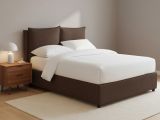 Letto Piazza e Mezza Marrone Sfoderabile Contenitore, Dimensione Materasso 120x200 cm - Diamante