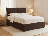 Letto Piazza e Mezza Marrone Sfoderabile Contenitore, Dimensione Materasso 120x200 cm - Marmora