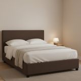 Letto Piazza e Mezza Marrone Sfoderabile Contenitore, Dimensione Materasso 120x200 cm - Noceto