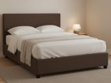 Letto Piazza e Mezza Marrone Sfoderabile Contenitore, Dimensione Materasso 120x200 cm - Noceto