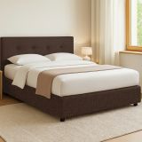 Letto Piazza e Mezza Marrone Sfoderabile Contenitore, Dimensione Materasso 120x200 cm - Pollutri