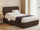Letto Piazza e Mezza Marrone Sfoderabile Contenitore, Dimensione Materasso 120x200 cm - Rezzago