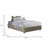 Letto piazza e mezza Matilde, Letto contenitore con rivestimento in ecopelle, 100% Made in Italy, Apertura frontale, adatto per materasso Cm 120x190, Tortora