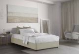 Letto piazza e mezza Nicole, Letto contenitore con rivestimento in tessuto, 100% Made in Italy, Apertura frontale, adatto per materasso Cm 120x190, Beige
