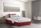 Letto piazza e mezza Nicole, Letto contenitore con rivestimento in tessuto, 100% Made in Italy, Apertura frontale, adatto per materasso Cm 120x190, Rosso