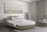 Letto piazza e mezza Nicole, Letto contenitore con rivestimento in tessuto, 100% Made in Italy, Apertura frontale, adatto per materasso Cm 120x190, Tortora