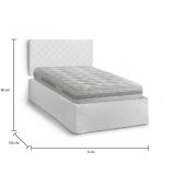 Letto piazza e mezza Opale, Cm 120x190, Bianco