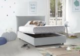 Letto piazza e mezza Ornella, Letto contenitore con rivestimento in tessuto, 100% Made in Italy, Apertura frontale, adatto per materasso Cm 120x190, Bianco
