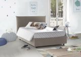 Letto piazza e mezza Ornella, Letto contenitore con rivestimento in tessuto, 100% Made in Italy, Apertura frontale, adatto per materasso Cm 120x190, Tortora