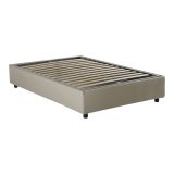 Letto piazza e mezza Rebecca, Letto contenitore con rivestimento in tessuto, 100% Made in Italy, Apertura frontale, con materasso Cm 120x200 incluso, Beige