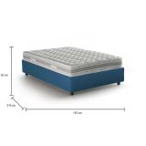 Letto piazza e mezza Rebecca, Letto contenitore con rivestimento in tessuto, 100% Made in Italy, Apertura frontale, con materasso Cm 120x200 incluso, Blu