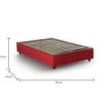 Letto piazza e mezza Rebecca, Letto contenitore con rivestimento in tessuto, 100% Made in Italy, Apertura frontale, con materasso Cm 120x200 incluso, Rosso