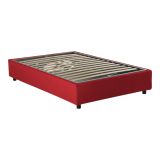 Letto piazza e mezza Rebecca, Letto contenitore con rivestimento in tessuto, 100% Made in Italy, Apertura frontale, con materasso Cm 120x200 incluso, Rosso
