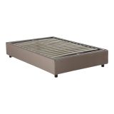 Letto piazza e mezza Rebecca, Letto contenitore con rivestimento in tessuto, 100% Made in Italy, Apertura frontale, con materasso Cm 120x200 incluso, Tortora
