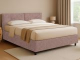 Letto Piazza e Mezza Rosa Antico Sfoderabile Contenitore, Dimensione Materasso 120x200 cm - Concesio