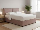 Letto Piazza e Mezza Rosa Antico Sfoderabile Contenitore, Dimensione Materasso 120x200 cm - Marmora
