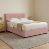 Letto Piazza e Mezza Rosa Sfoderabile Contenitore, Dimensione Materasso 120x190 cm - Dogliola