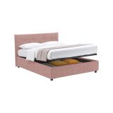 Letto Piazza e Mezza Rosa Sfoderabile Contenitore, Dimensione Materasso 120x190 cm - Dogliola