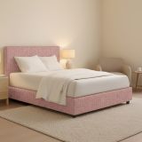Letto Piazza e Mezza Rosa Sfoderabile Contenitore, Dimensione Materasso 120x190 cm - Medolago