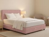Letto Piazza e Mezza Rosa Sfoderabile Contenitore, Dimensione Materasso 120x190 cm - Medolago