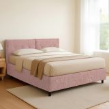 Letto Piazza e Mezza Rosa Sfoderabile Contenitore, Dimensione Materasso 120x200 cm - Concesio