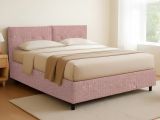 Letto Piazza e Mezza Rosa Sfoderabile Contenitore, Dimensione Materasso 120x200 cm - Concesio