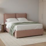 Letto Piazza e Mezza Rosa Sfoderabile Contenitore, Dimensione Materasso 120x200 cm - Diamante