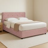 Letto Piazza e Mezza Rosa Sfoderabile Contenitore, Dimensione Materasso 120x200 cm - Pollutri