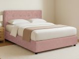 Letto Piazza e Mezza Rosa Sfoderabile Contenitore, Dimensione Materasso 120x200 cm - Pollutri