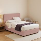 Letto Piazza e Mezza Rosa Sfoderabile Contenitore, Dimensione Materasso 120x200 cm - Rezzago