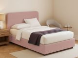 Letto Piazza e Mezza Rosa Sfoderabile Contenitore, Dimensione Materasso 120x200 cm - Rezzago