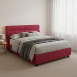 Letto Piazza e Mezza Rosso Materasso Incluso Sfoderabile, Contenitore Made in Italy - Briosco