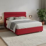 Letto Piazza e Mezza Rosso Sfoderabile Contenitore, Dimensione Materasso 120x190 cm Made in Italy - Brivio