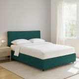 Letto Piazza e Mezza Verde Petrolio Sfoderabile Contenitore, Dimensione Materasso 120x190 cm - Cirie