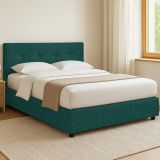 Letto Piazza e Mezza Verde Petrolio Sfoderabile Contenitore, Dimensione Materasso 120x190 cm - Dogliola