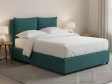 Letto Piazza e Mezza Verde Petrolio Sfoderabile Contenitore, Dimensione Materasso 120x190 cm - Erchie